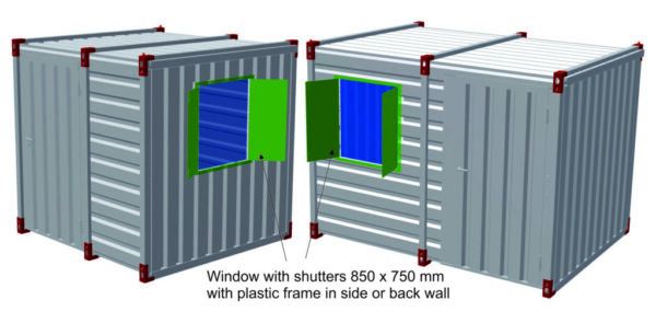 Janela com venezianas 850 x 750 mm com moldura de plástico para parede lateral ou frontal